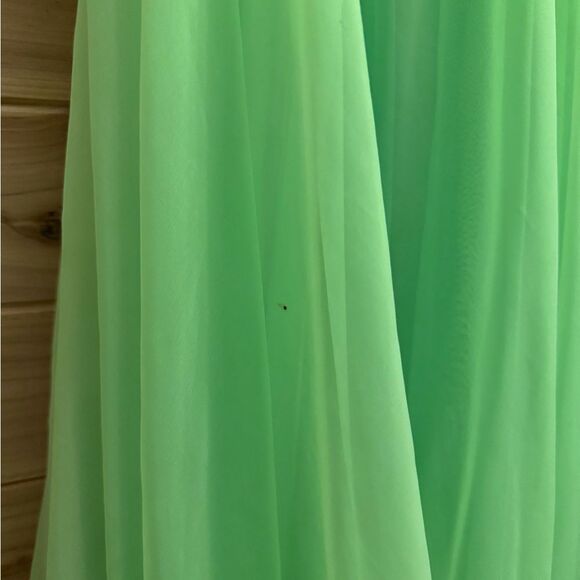 Vintage Mike Benet Size Small Lime Green Sequin Babydoll Chiffon Prom Dress - Picture 6 of 13